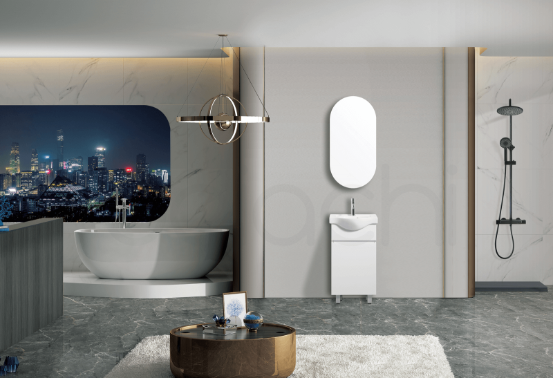 Lamara 450mm PVC Water Proof Bathroom Vanity Semi Recess Ceramic Basin