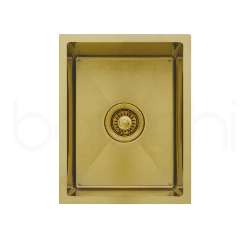340X440mm Handmade Laundry Kitchen Sink Top/Under Mount Brushed Gold Stainless Steel BA3444R-BG
