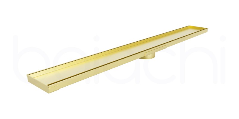 601-900mm Linear Tile Insert Adjustable Floor Waste Brushed Gold