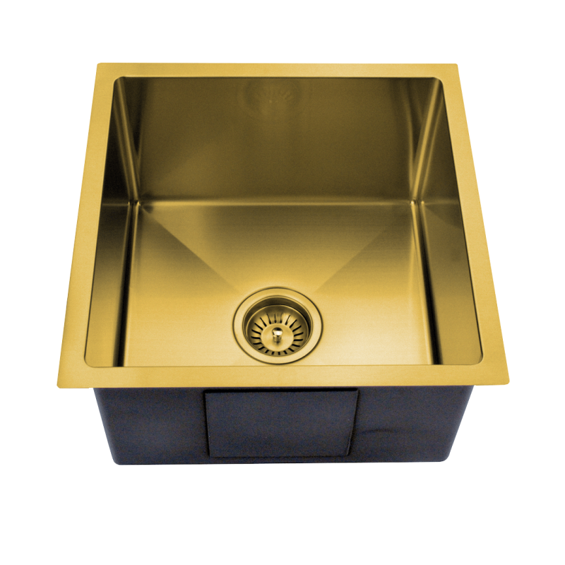 440X440mm Handmade Laundry Kitchen Sink Top/Under Mount Brushed Gold Stainless Steel BA4444R-BG