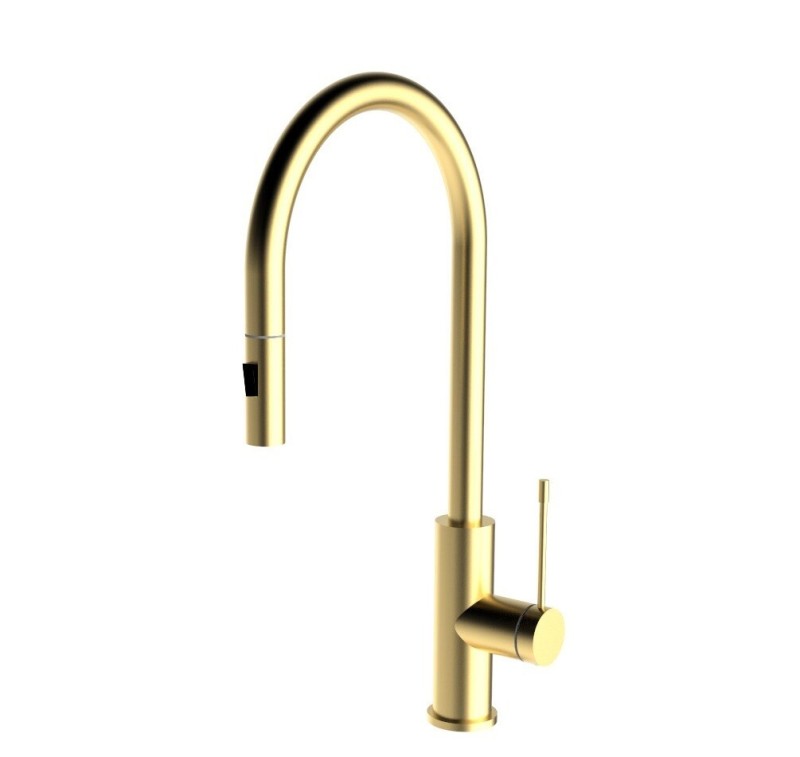 Aziz-II Pull-Out Kitchen And Laundry Sink Mixer Brushed Gold