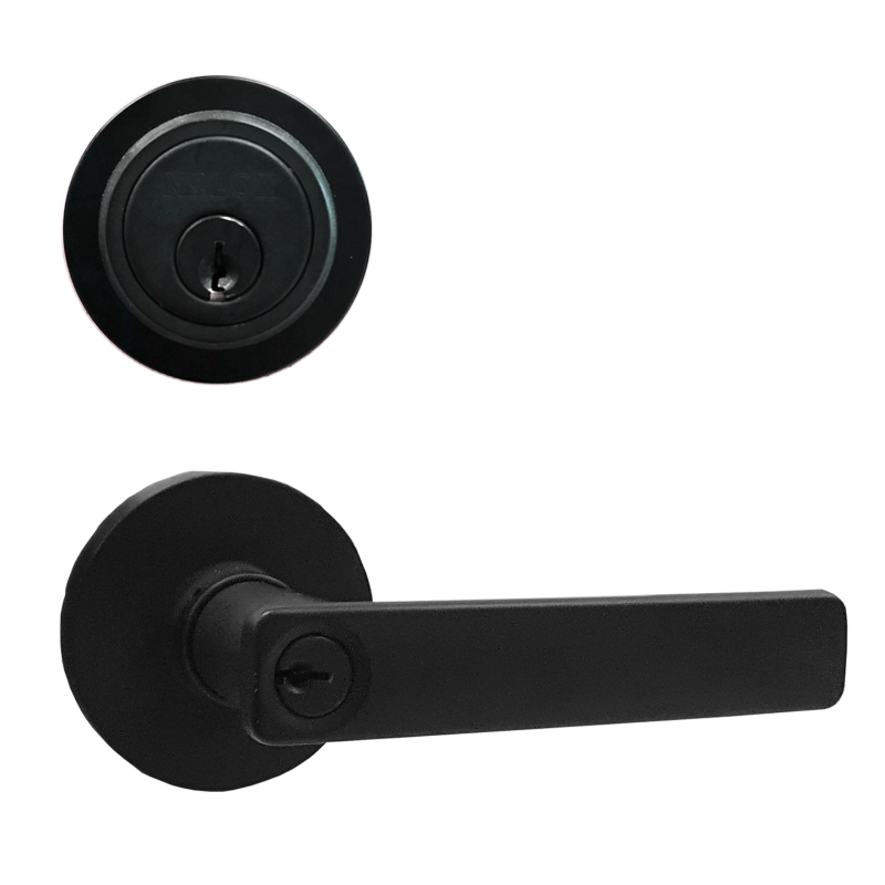 N2Lok Vitus Round Combo Entry Door Lock Set Deadbolt Key Entrance Matte Black