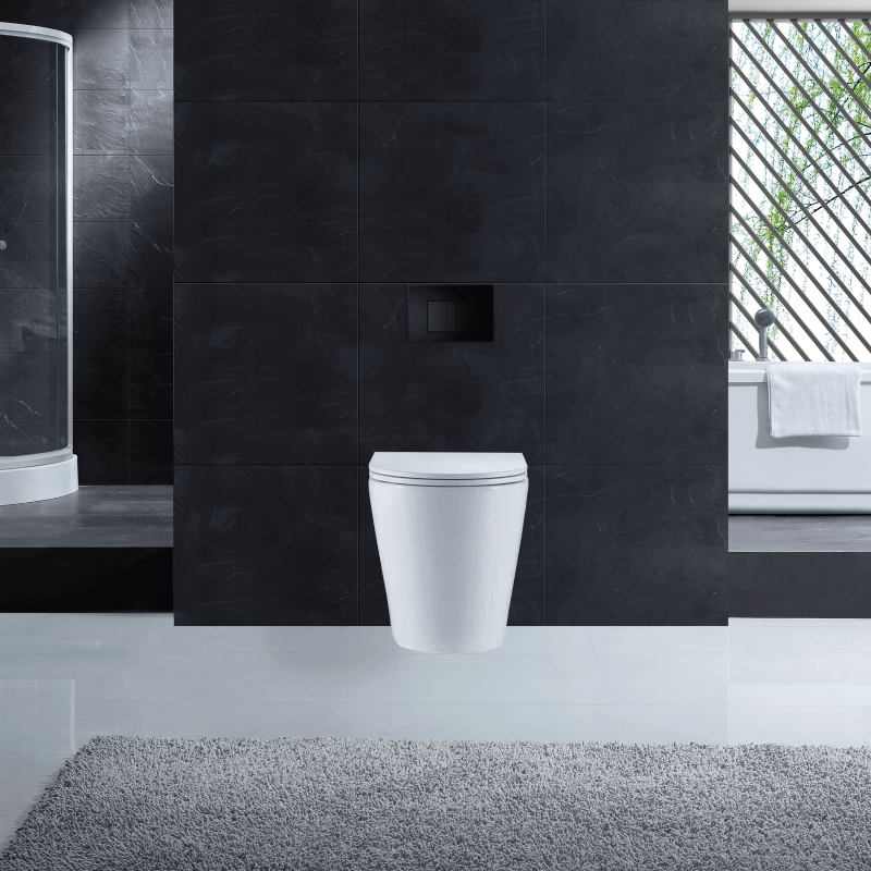 Ballina Rimless In Wall Toilet Suite with Square Matte Black Flushing Buttons