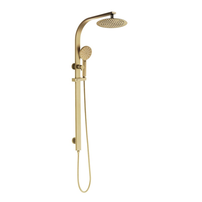 Multi-Function Sliding Shower With Overhead Rain Shower Combo Brushed Gold