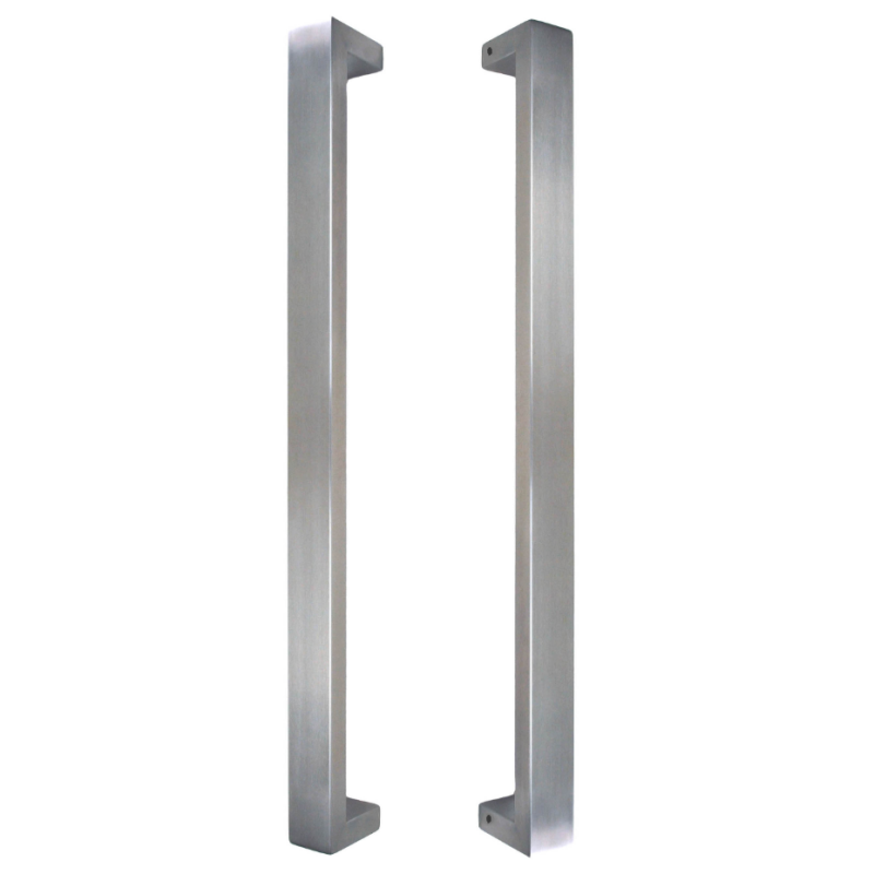 620mm Entrance Door Pull Handle Entry Pair Brushed Stainless Steel Square
