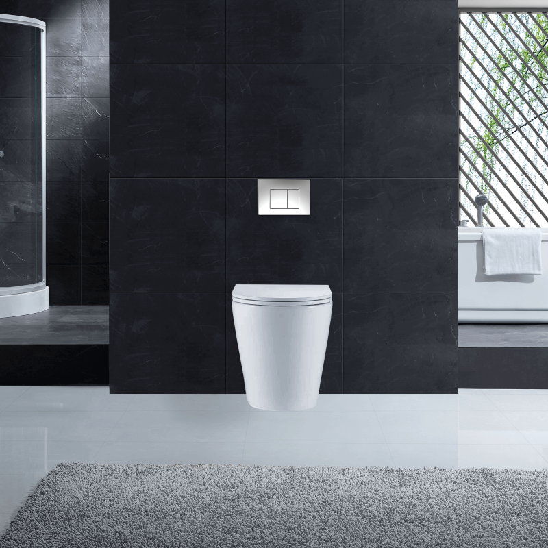 Ballina Rimless In Wall Toilet Suite with Square Chrome Flushing Buttons