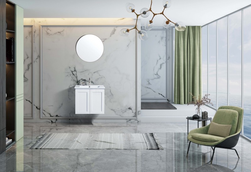 Shaker 600mm PVC Wall Hung Bathroom Vanity