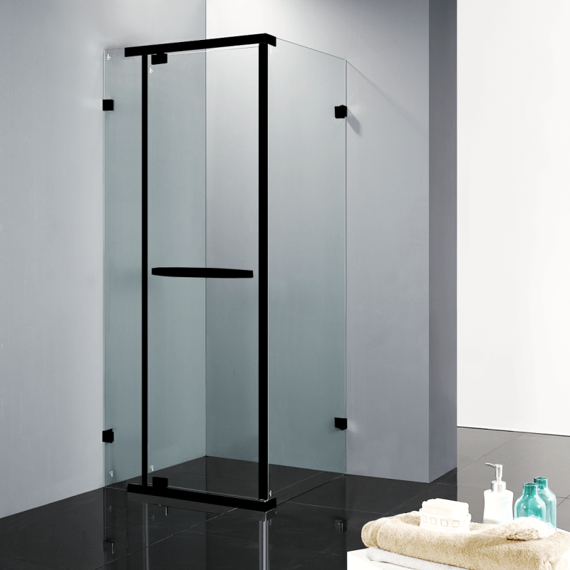 Frameless Shower Screen 1000x1000mm Square Matte Black