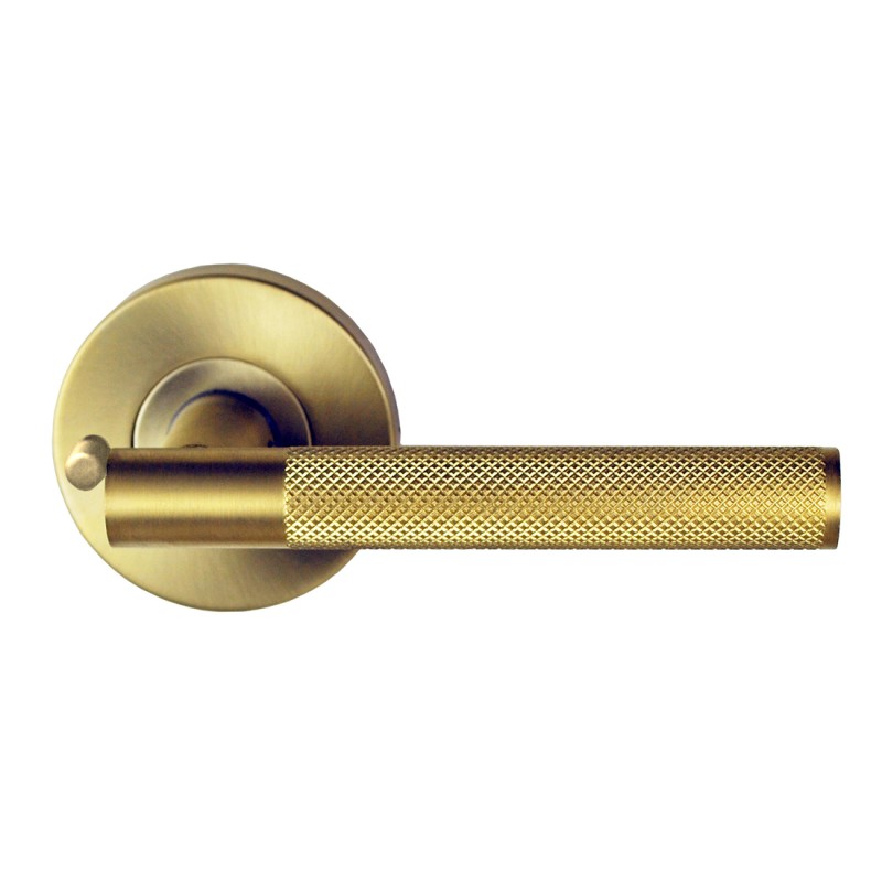 Mediterranean Domici Knurled Privacy Set Satin Brass