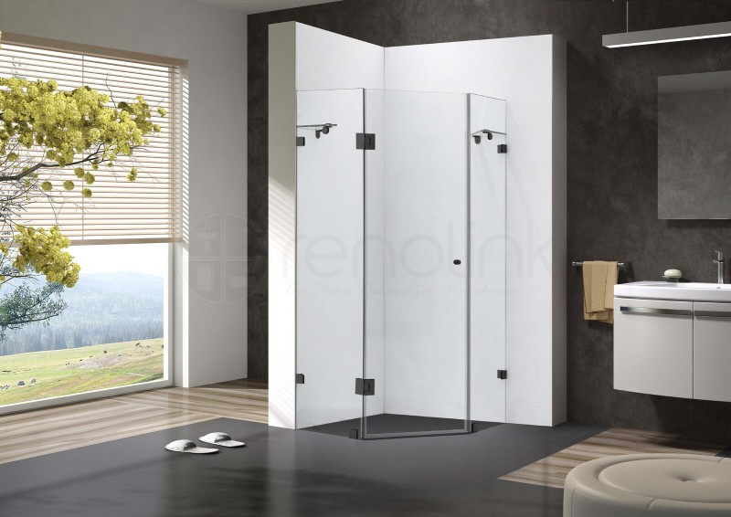 Frameless Shower Screen 1000x1000mm Diamond Matte Black i