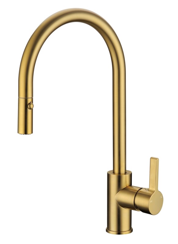 Otus Pull-Out Kitchen And Laundry Sink Mixer Brushed Gold