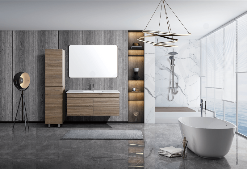 Vellena 1200mm Prime Oak PVC Water Proof Wall Hung Bathroom Vanity