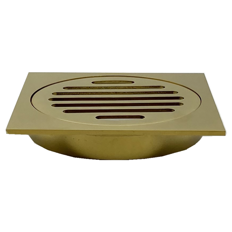 110X110mm Brushed Gold Bathroom Shower 100mm Floor Waste Drain Grate