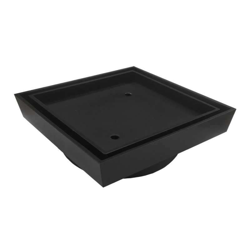 115mm Square Tile Insert Floor Waste Matte Black