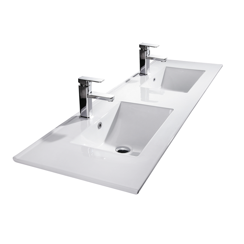 Bathroom Vanity White Ceramic Thin Edge Double Basin - 120ED