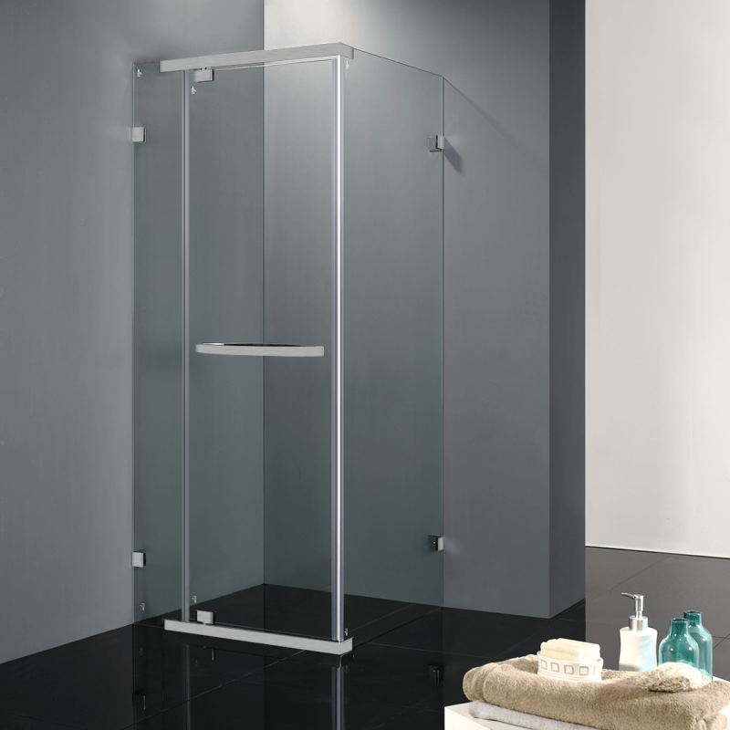 Frameless Shower Screen 900x900mm Square Brushed Nickel