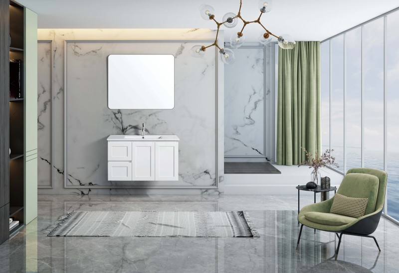 Shaker 900mm PVC Wall Hung Bathroom Vanity